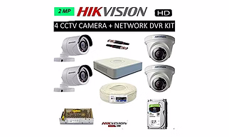 Hikvision Full HD (2MP) 4 CCTV Camera & 4Ch.Full HD DVR Kit (All Accessories)