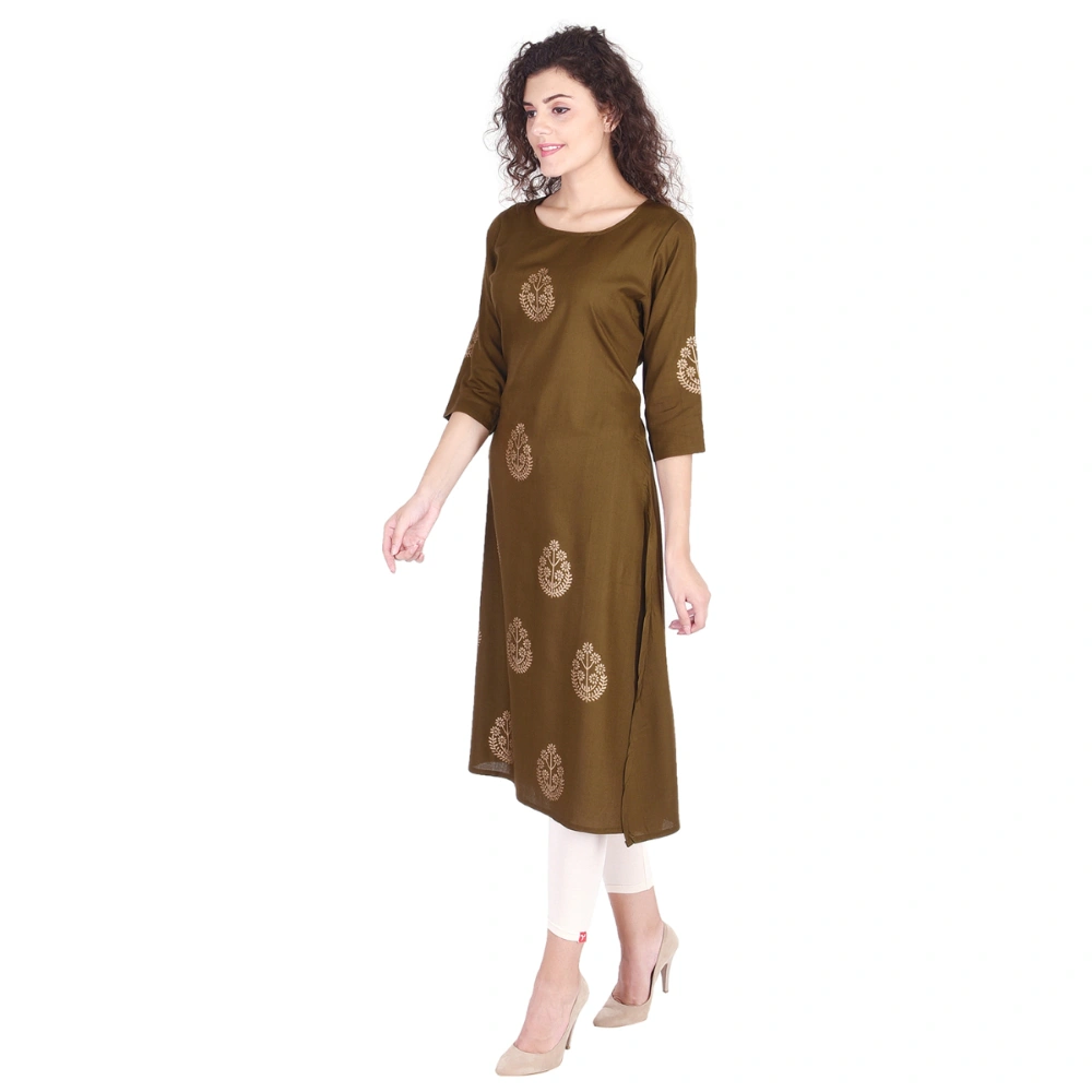 Vihaan Impex Jaipuri Designer  Tunic Long Rayon A-Line Women Dress Partywear Kurti for Women-M-Green-1