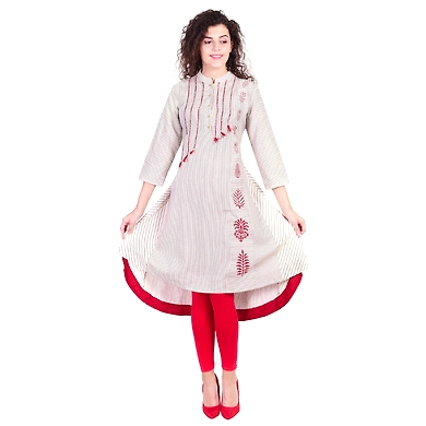 Vihaan Impex Jaipuri Designer  Tunic Long Cotton Slub A- Line Women Dress Partywear Kurti for Women-VIKU8019-XXL
