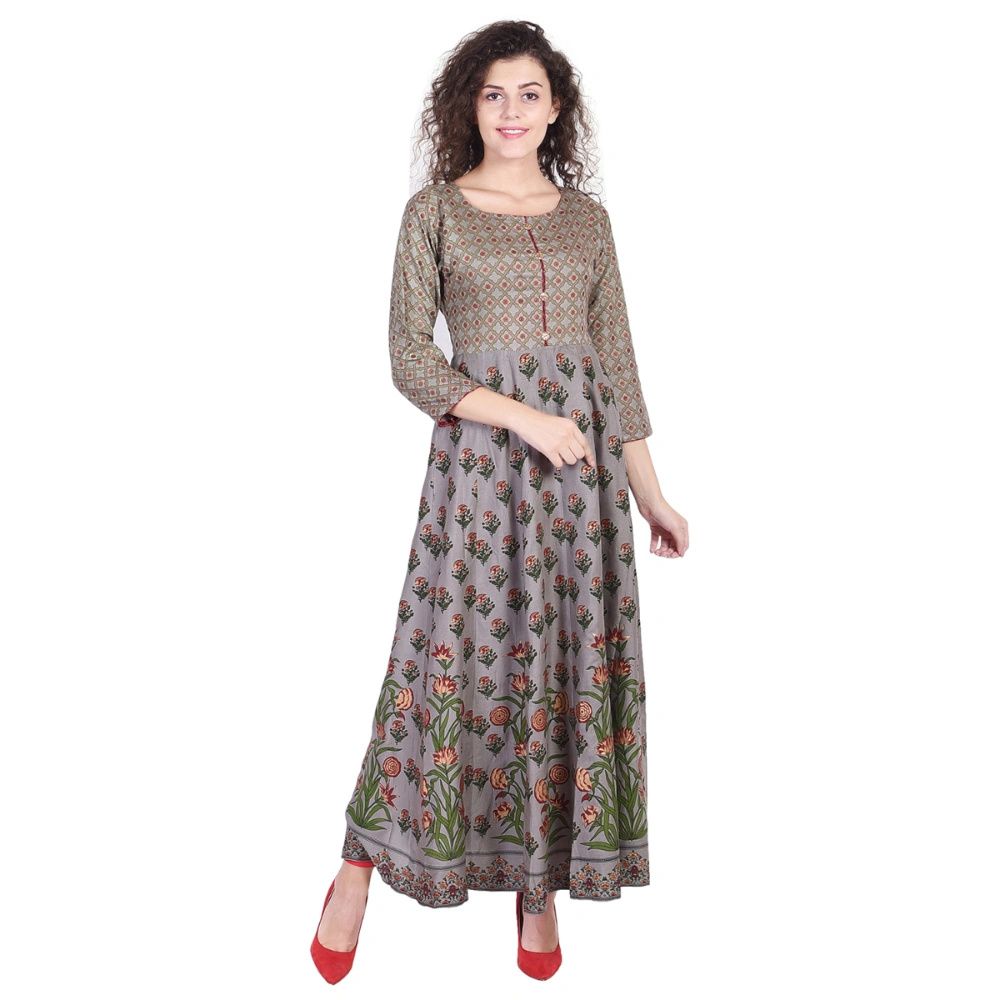 Vihaan Impex Jaipuri Designer  Tunic Long Rayon Anarkali Women Dress Partywear Kurti for Women-VIKU8020-M