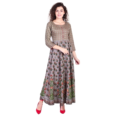 Vihaan Impex Jaipuri Designer  Tunic Long Rayon Anarkali Women Dress Partywear Kurti for Women-VIKU8020-L