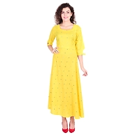 Vihaan Impex Jaipuri Designer  Tunic Long Rayon Anarkali Women Dress Partywear Kurti for Women