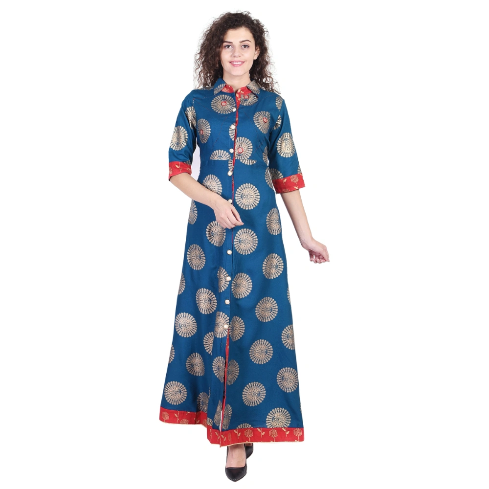 Vihaan Impex Jaipuri Designer  Tunic Long Rayon Women Dress Partywear Kurti for Women-VIKU8025-L