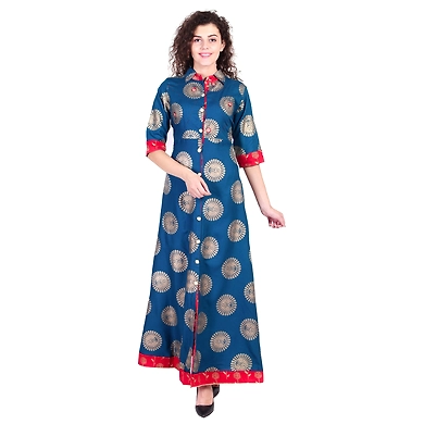 Vihaan Impex Jaipuri Designer  Tunic Long Rayon Women Dress Partywear Kurti for Women-VIKU8025-XXL
