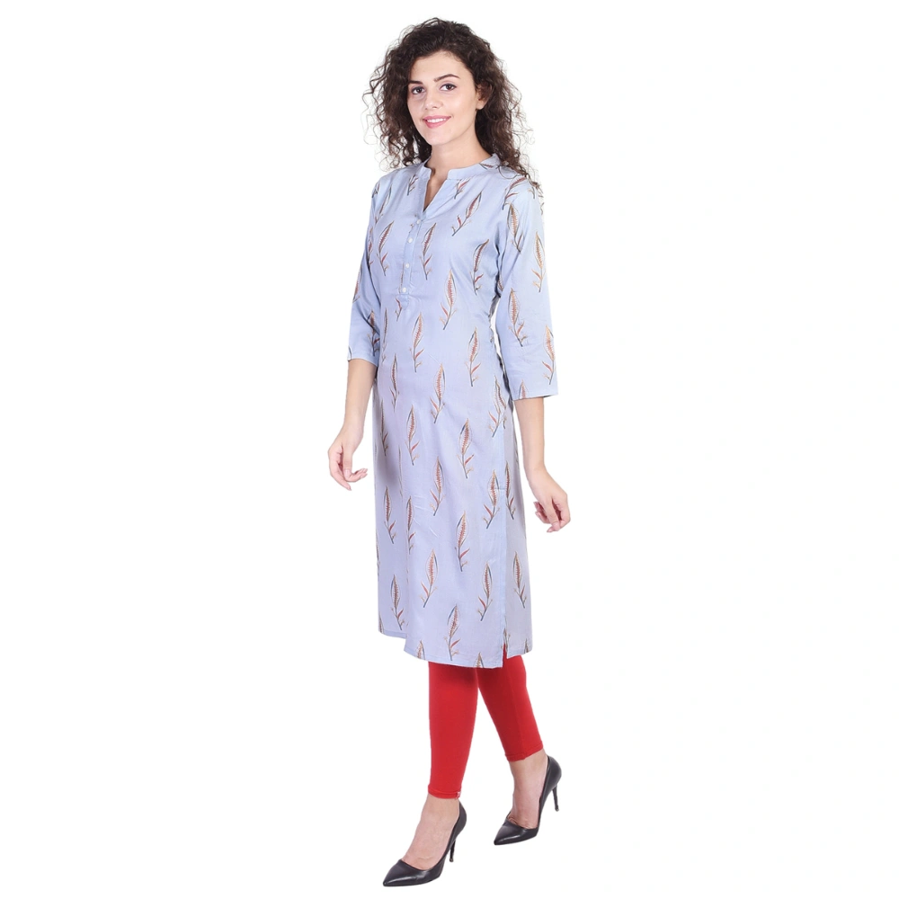 Vihaan Impex Jaipuri Designer  Tunic Long Rayon A - Line Women Dress Partywear Kurti for Women-M-Blue-1