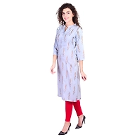 Vihaan Impex Jaipuri Designer  Tunic Long Rayon A - Line Women Dress Partywear Kurti for Women-M-Blue