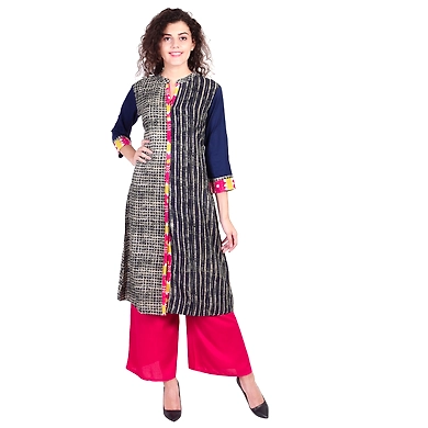 Vihaan Impex Jaipuri Designer  Tunic Long Rayon A-Line Women Dress Partywear Kurti for Women-VIKU8030-XXL
