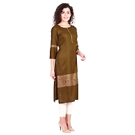 Vihaan Impex Jaipuri Designer  Tunic Long Rayon Straight Women Dress Partywear Kurti for Women-M-Green