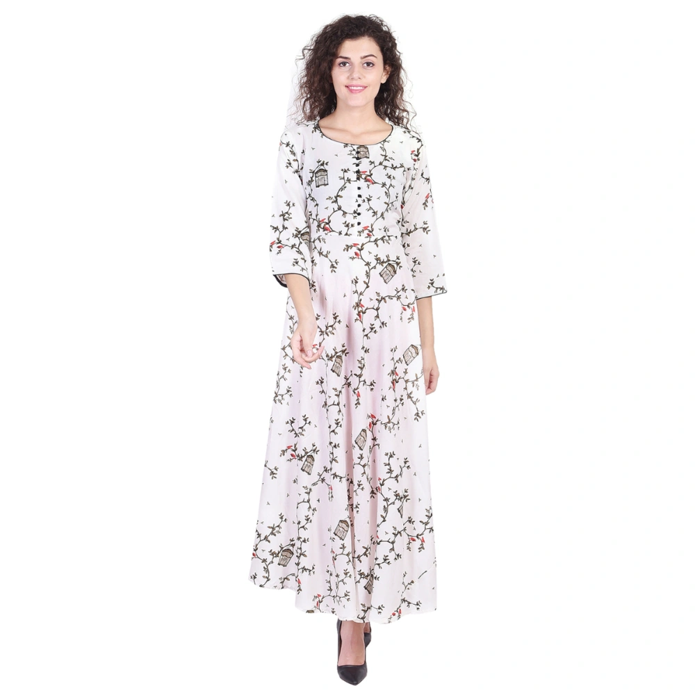 Vihaan Impex Jaipuri Designer  Tunic Long Rayon Anarkali Women Dress Partywear Kurti for Women-M-White-1