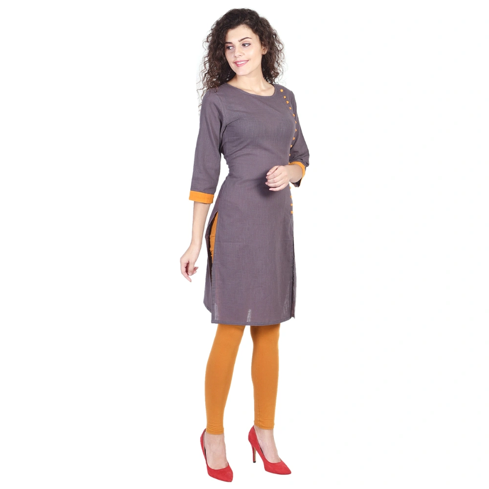 Vihaan Impex Jaipuri Designer  Tunic Long Cotton Women Dress Partywear Kurti for Women-M-Grey-1