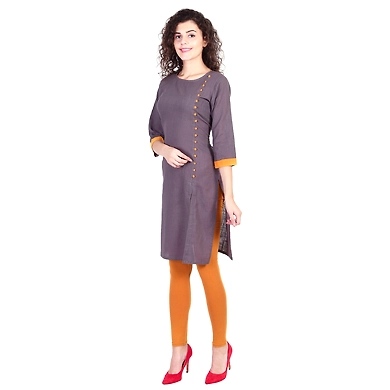 Vihaan Impex Jaipuri Designer  Tunic Long Cotton Women Dress Partywear Kurti for Women-Grey-XL-2