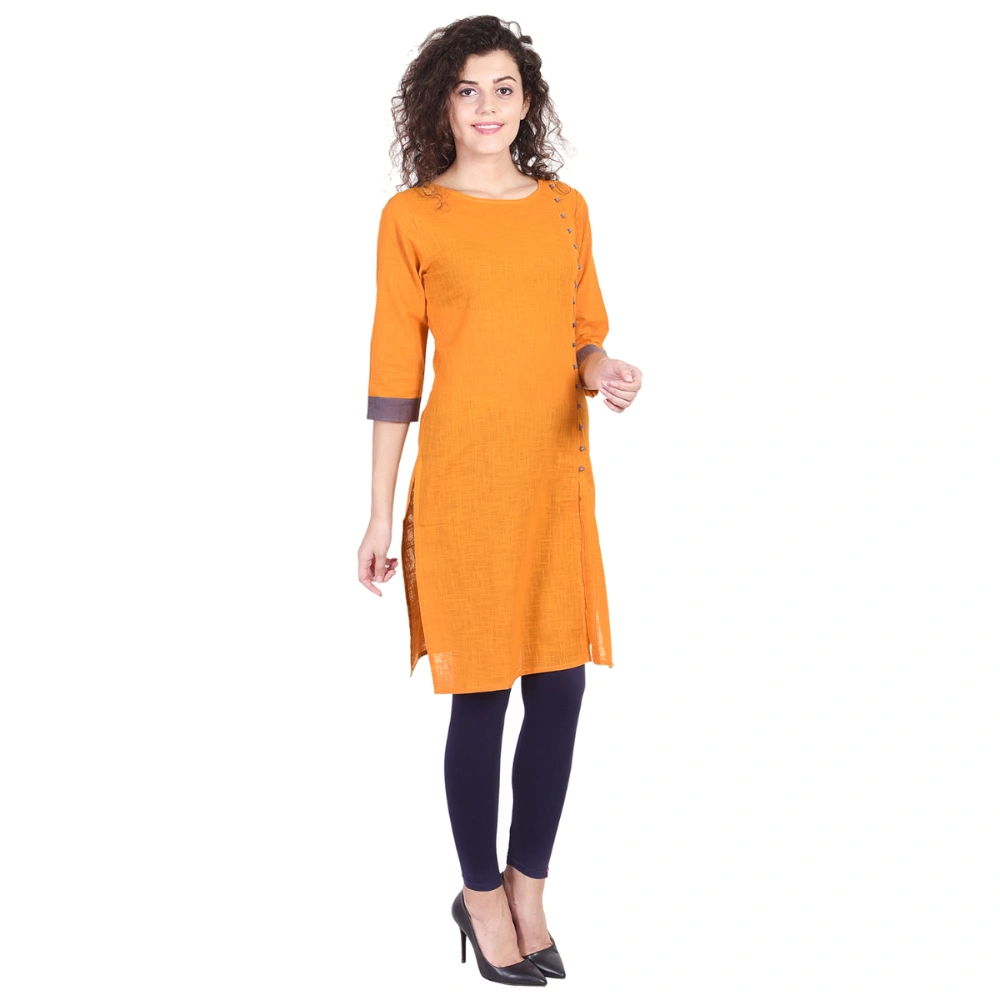 Vihaan Impex Jaipuri Designer  Tunic Long Cotton Women Dress Partywear Kurti for Women-Yellow-M-1