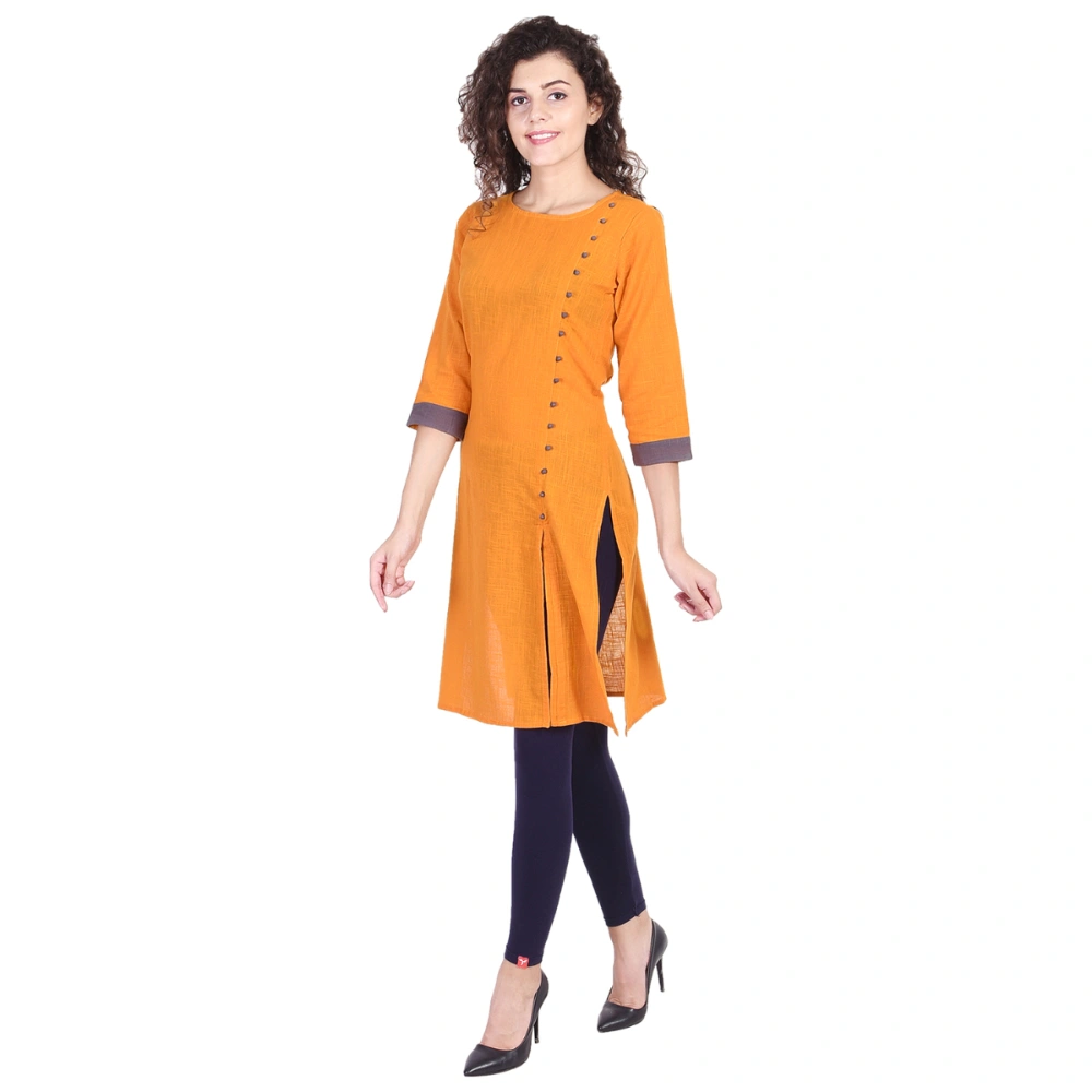 Vihaan Impex Jaipuri Designer  Tunic Long Cotton Women Dress Partywear Kurti for Women-Yellow-XL-2