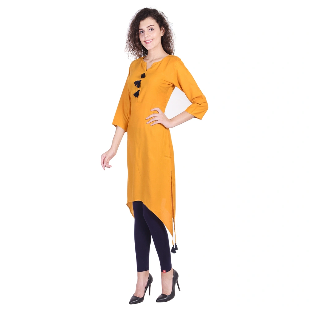 Vihaan Impex Jaipuri Designer  Tunic Long Cotton Women Dress Partywear Kurti for Women-M-Yellow-1