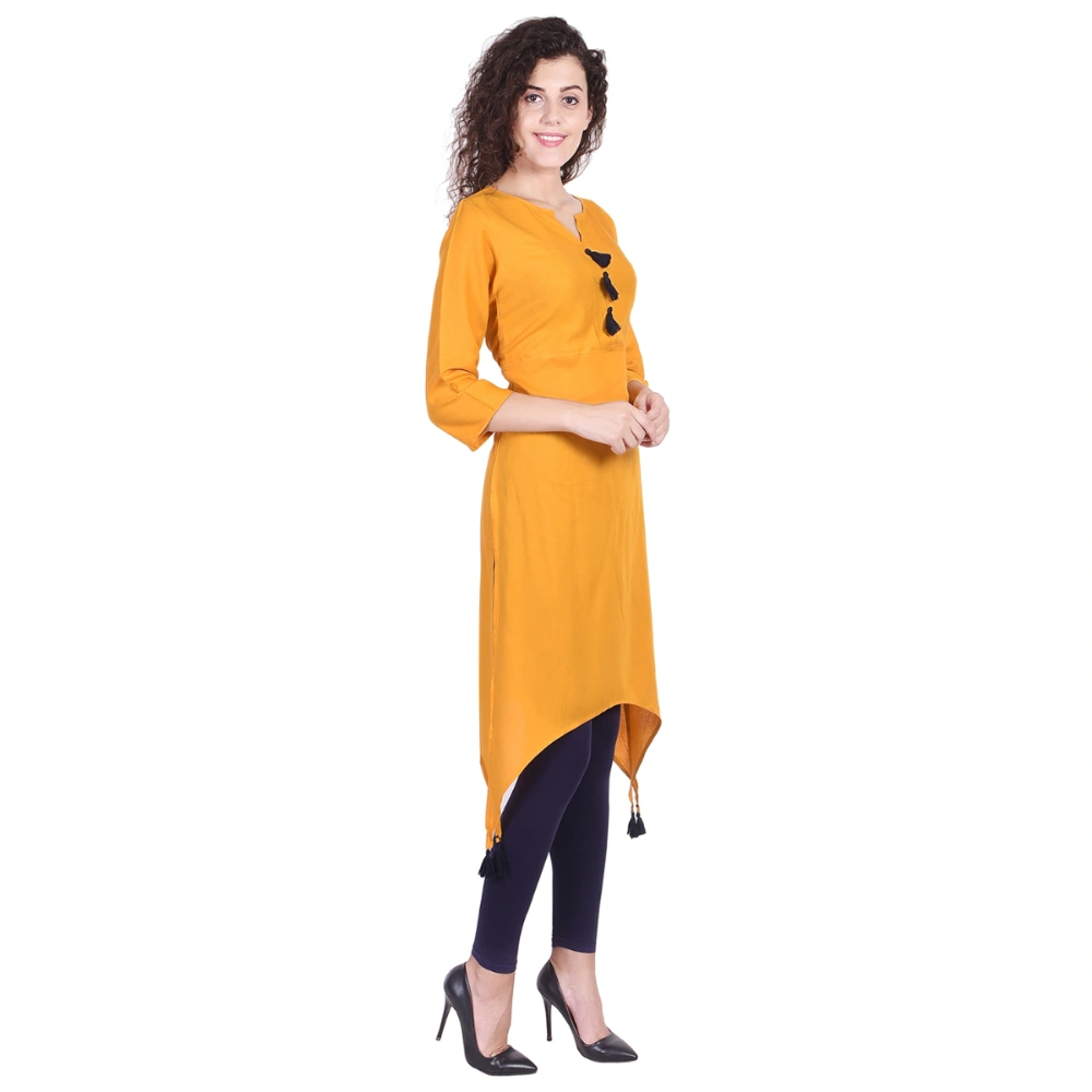 Vihaan Impex Jaipuri Designer  Tunic Long Cotton Women Dress Partywear Kurti for Women-M-Yellow-2