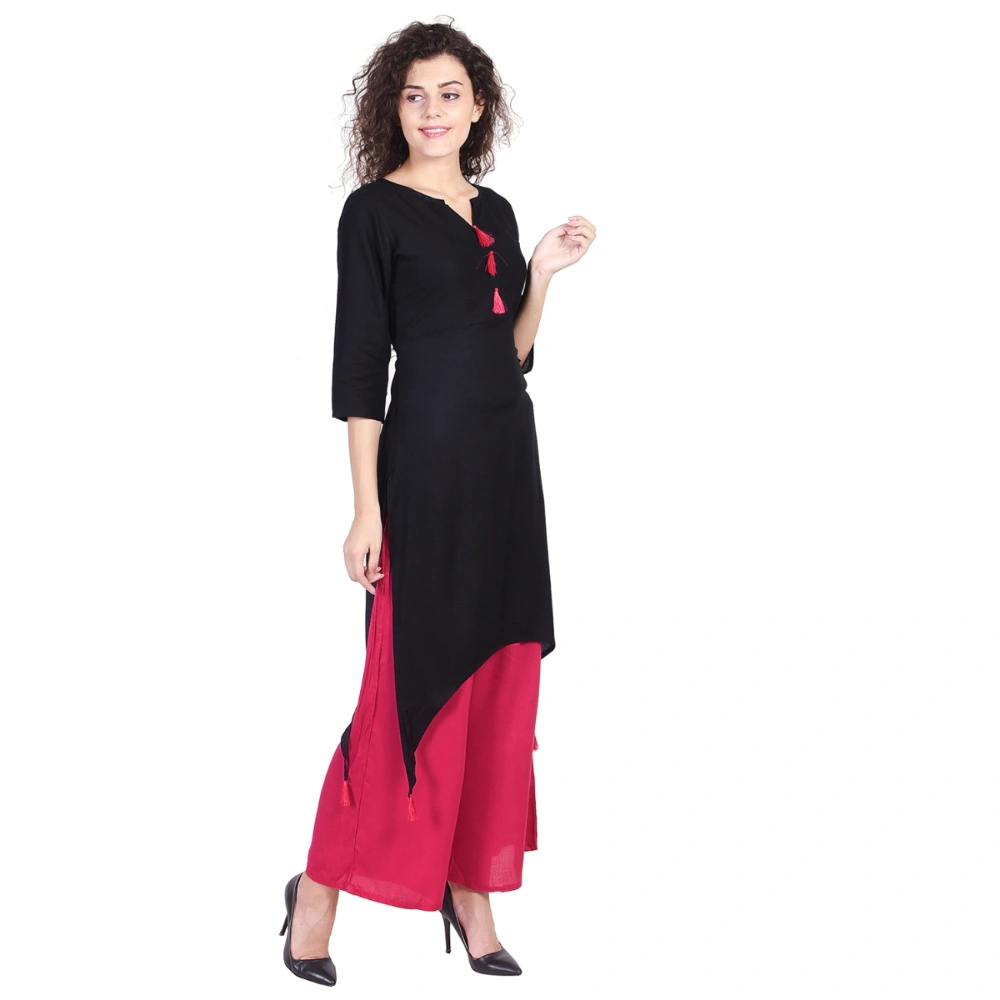 Vihaan Impex Jaipuri Designer  Tunic Long Cotton Women Dress Partywear Kurti for Women-Black-M-2