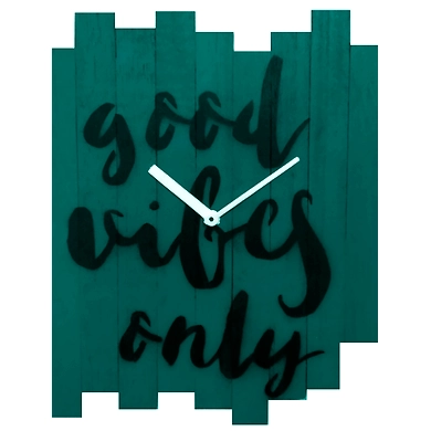 GOOD VIBES ONLY 10x8 inches handpainted and handcrafted wooden wall clock.-7426965624021