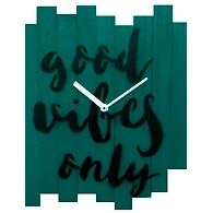 GOOD VIBES ONLY 10x8 inches handpainted and handcrafted wooden wall clock.