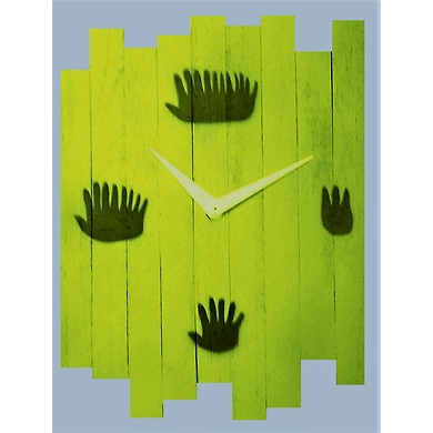 QUIRKY 10x8 inches handpainted and handcrafted wooden wall clock.-7426965624038