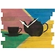 CUP AND KETTLE 10x8 inches handpainted and handcrafted wooden wall clock.-7426965624090-sm