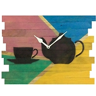 CUP AND KETTLE 10x8 inches handpainted and handcrafted wooden wall clock.