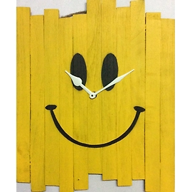 SMILEY EMOJI 10x8 inches handpainted and handcrafted wooden wall clock.