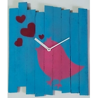 BIRDY 10x8 inches handpainted and handcrafted wooden wall clock.
