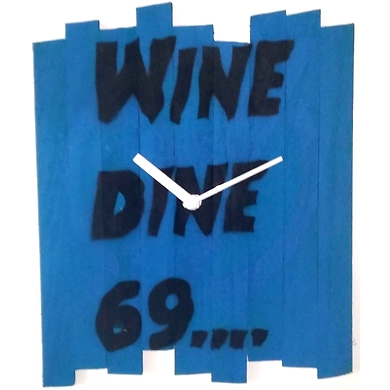 WINE DINE 69 10x8 inches handpainted and handcrafted wooden wall clock.-804056339875