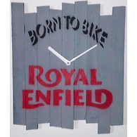 BORN TO BIKE ROYAL ENFILED 10x8 inches handpainted and handcrafted wooden wall clock.