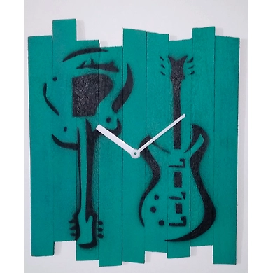 GUITAR 10x8 inches handpainted and handcrafted wooden wall clock.-804056339851