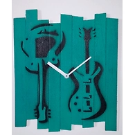 GUITAR 10x8 inches handpainted and handcrafted wooden wall clock.