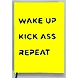 WAKE UP KICK ASS REPEAT HANDPAINTED (NOT PRINTED) A5 NOTEBOOK / DIARY / NOTEPAD (75GSM / 60 PAGES EA-7426965624175-sm