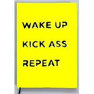 WAKE UP KICK ASS REPEAT HANDPAINTED (NOT PRINTED) A5 NOTEBOOK / DIARY / NOTEPAD (75GSM / 60 PAGES EA