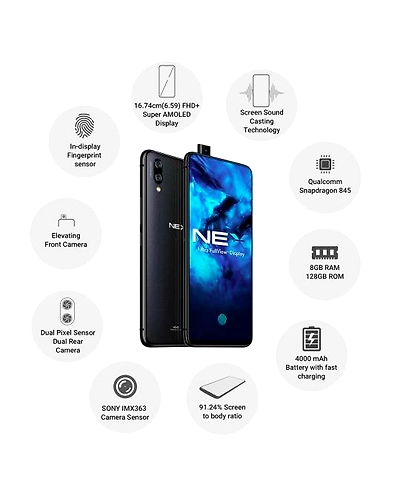 Vivo NEX ( 8GB  Ram)+(  128GB Storage )-Black-8GB - 128GB-1