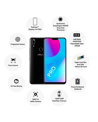 Vivo V9Pro ( 6GB  Ram)+(  64GB Storage )-Black-6GB - 64GB-2