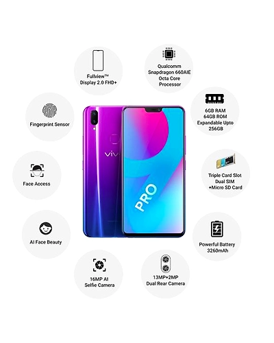 Vivo V9Pro ( 6GB  Ram)+(  64GB Storage )-Purple-6GB - 64GB-2