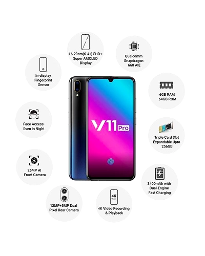 Vivo V11Pro ( 6GB  Ram)+(  64GB Storage )-Black-6GB - 64GB-2