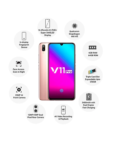 Vivo V11Pro ( 6GB  Ram)+(  64GB Storage )-Gold-6GB - 64GB-2