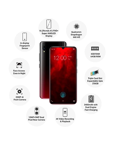 Vivo V11Pro ( 6GB  Ram)+(  64GB Storage )-Red-6GB - 64GB-2