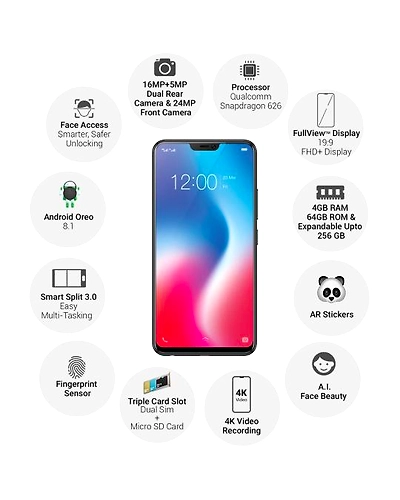 Vivo V9 ( 4GB  Ram)+(  64GB Storage )-Line)-4GB - 64GB-2