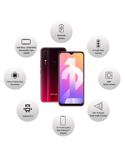 Vivo Y12 ( 4GB  Ram)+(  32GB Storage )-Red-4GB - 32GB-1