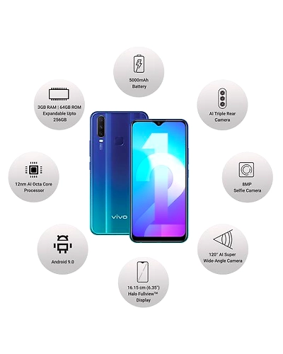 Vivo Y12 ( 3GB  Ram)+(  64GB Storage )-Blue-3GB - 64GB-1
