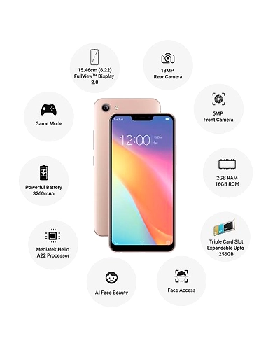 Vivo Y81i ( 2GB  Ram)+(  16GB Storage )-Gold-2GB - 16GB-2