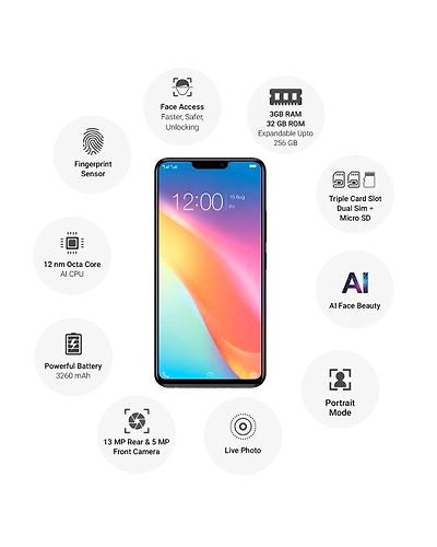 Vivo Y81 ( 3GB  Ram)+(  32GB Storage )-Black-3GB - 32GB-2