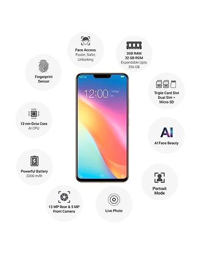 Vivo Y81 ( 3GB  Ram)+(  32GB Storage )-Gold-3GB - 32GB-2