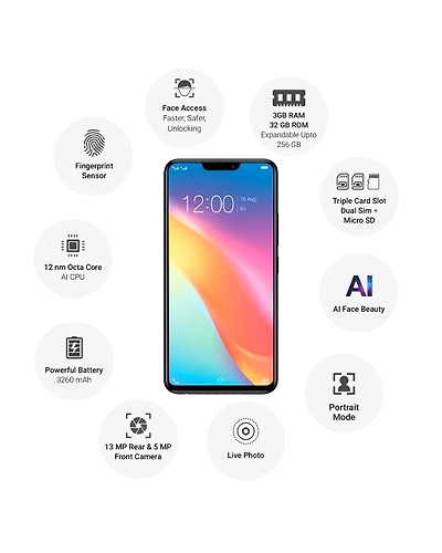 Vivo Y81 ( 3GB  Ram)+(  32GB Storage )-Matte black-3GB - 32GB-2