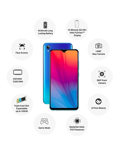 Vivo Y91i ( 2GB  Ram)+(  32GB Storage )-Blue-2GB - 32GB-2