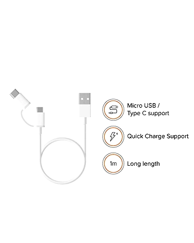 Mi 2-in-1 USB Cable (White)-Redmi 12