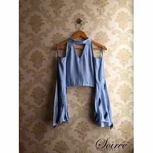 Soiree Couture  Stripes Crop Top