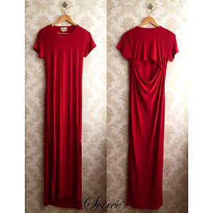 Soiree Couture Red Shimmer Maxi